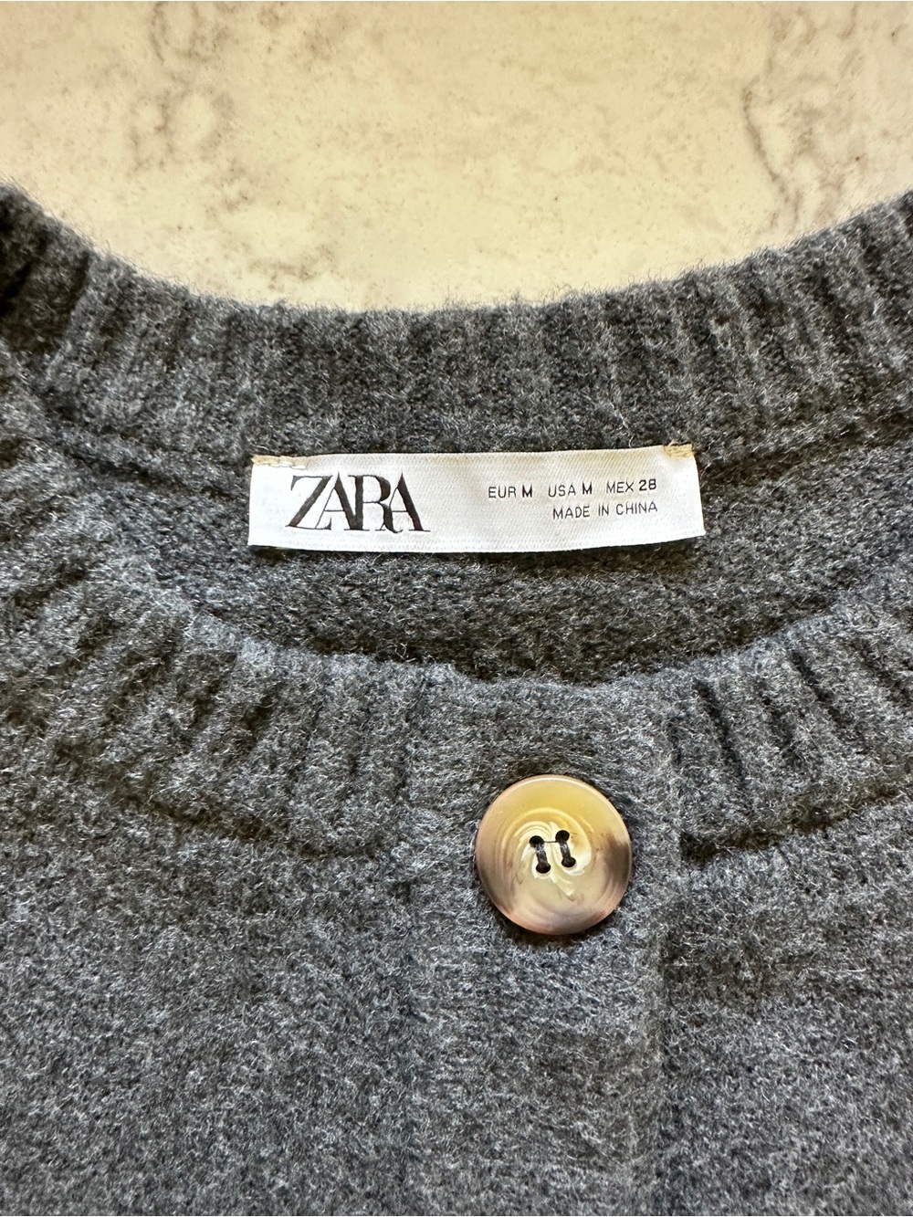 ZARA Women’s Charcoal Button-Front Knit Cape Cardigan - Picture 3 of 6